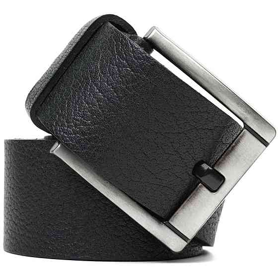 Мужской джинсовый ремень с механической пряжкой из натуральной кожи Черный (BOND) Киев