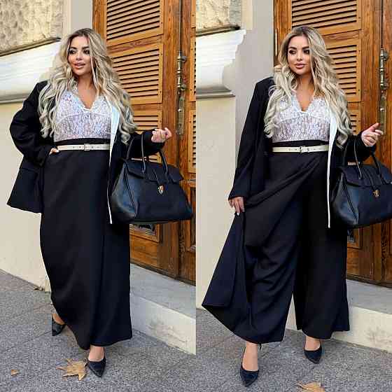 Жіночі базові штани з імітацією спідниці костюмка Чорний, 56/58 Одеса