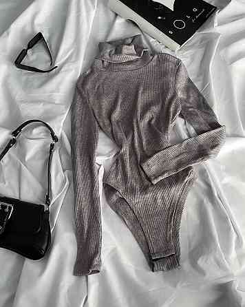 Жіночий стильний теплий боді-гольф ангора рубчик Меланж Одеса