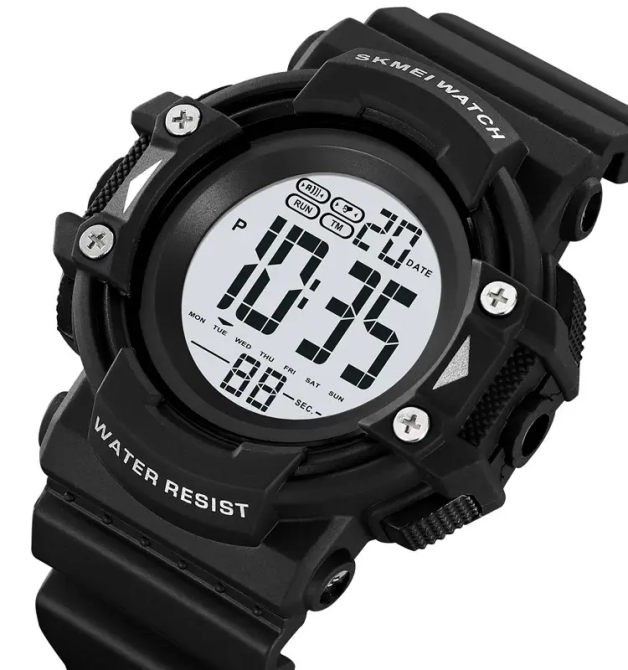 Годинник чоловічий спортивний наручний Skmei 2195 (Чорний з білим циферблатом) Київ - фото 2