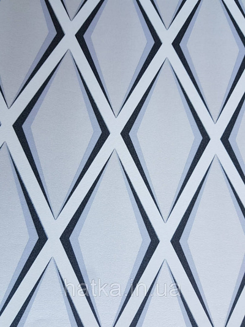 Шпалери флізелінові Decoprint Elisir EL21064 геометричні фігури 3д ромби сірі білі чорні Київ - фото 2