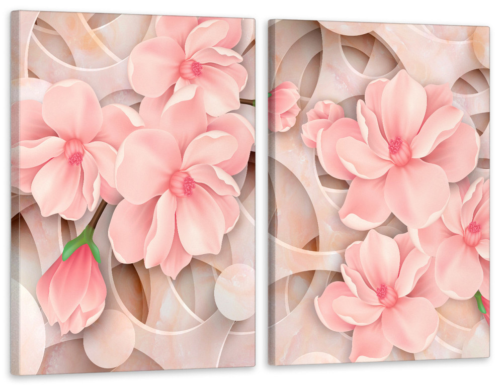 Модульна картина у вітальню/ спальню Розжева Магнолівія TLV-2_071 Київ - фото 1