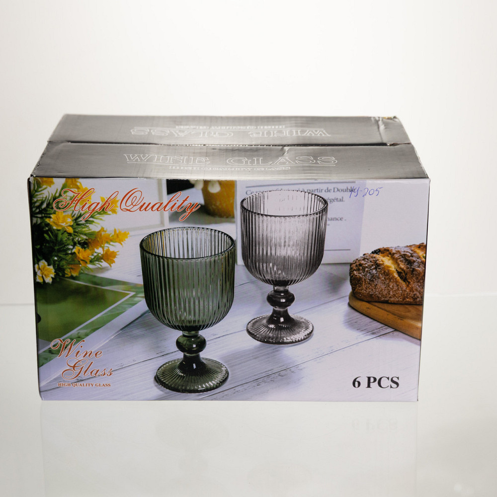 Набір келихів для вина 6 штук 220 мл на ніжці скляні Прозорий Yiwu HP-19-205 Київ - фото 4
