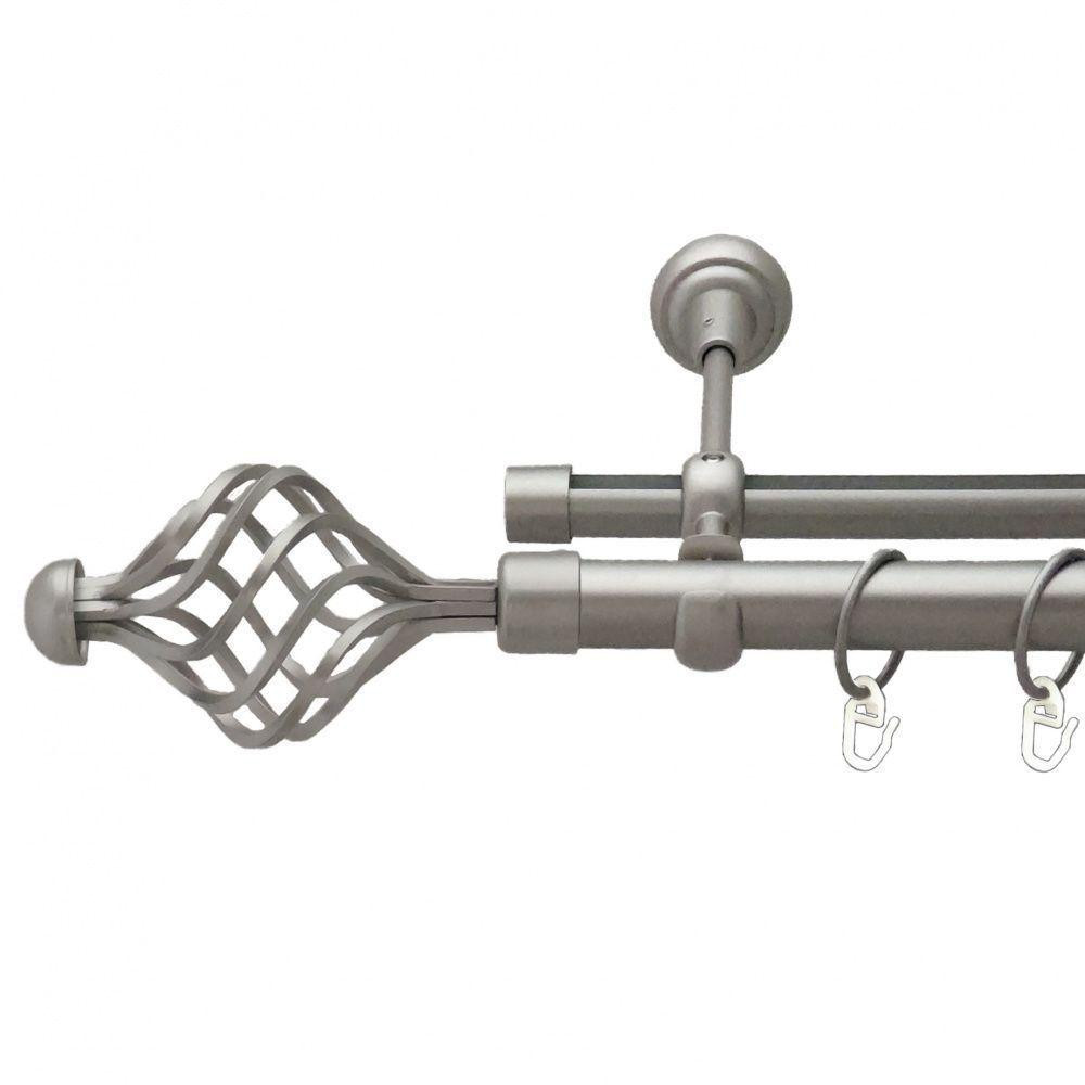 Карниз Orvit Арезо металевий дворядний опозитний гладка \ профільна труба кільце металеве Сатин 25\19 мм 160 Львов - изображение 1