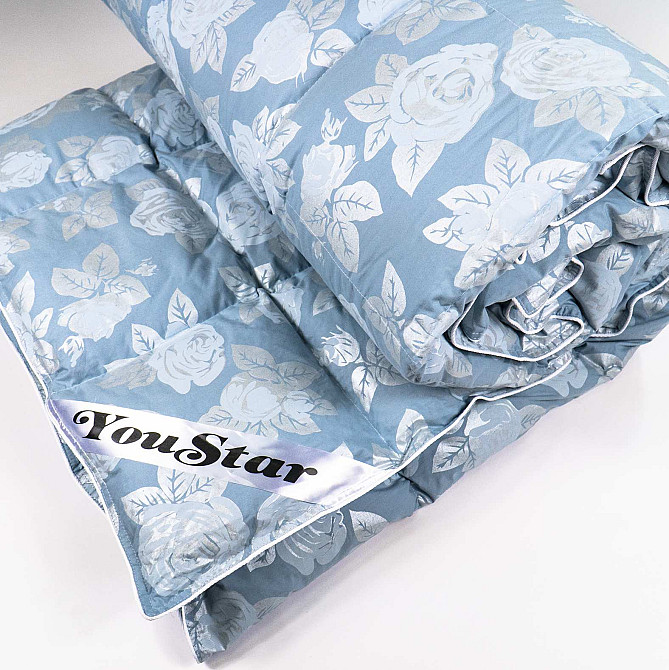 Эксклюзивное пуховое двуспальное одеяло YouStar 100% пух, размер 175х205 см (Голубой) Сумы - изображение 3