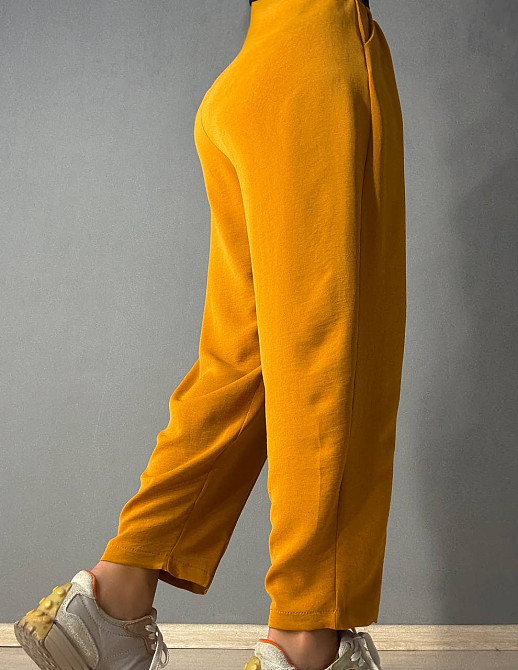 Брюки женские 0716 MOM шелковые с карманами горчица, горчица, XL Киев - изображение 11