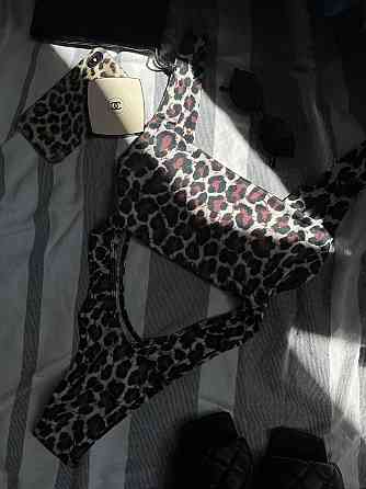 Женский слитный леопардовый купальник монокини из бифлекса M-L Одесса