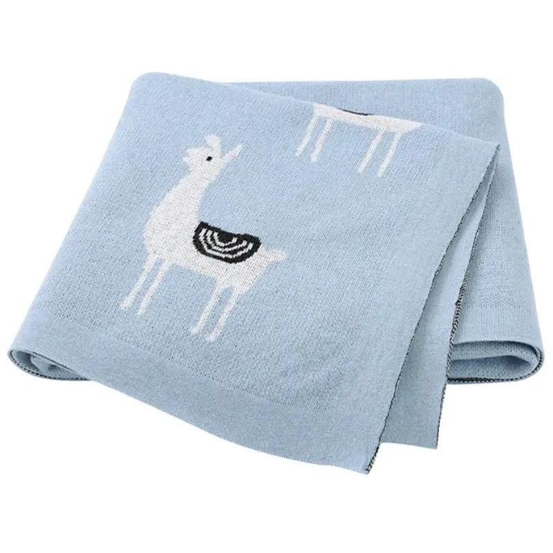 Плед Детский Lovely Svi Хлопок 80х100 см Вязаный Голубой Лама Киев - изображение 1