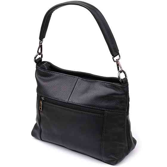 Небольшая женская сумка с двумя ремешками из натуральной кожи Vintage 23014 Черный Киев