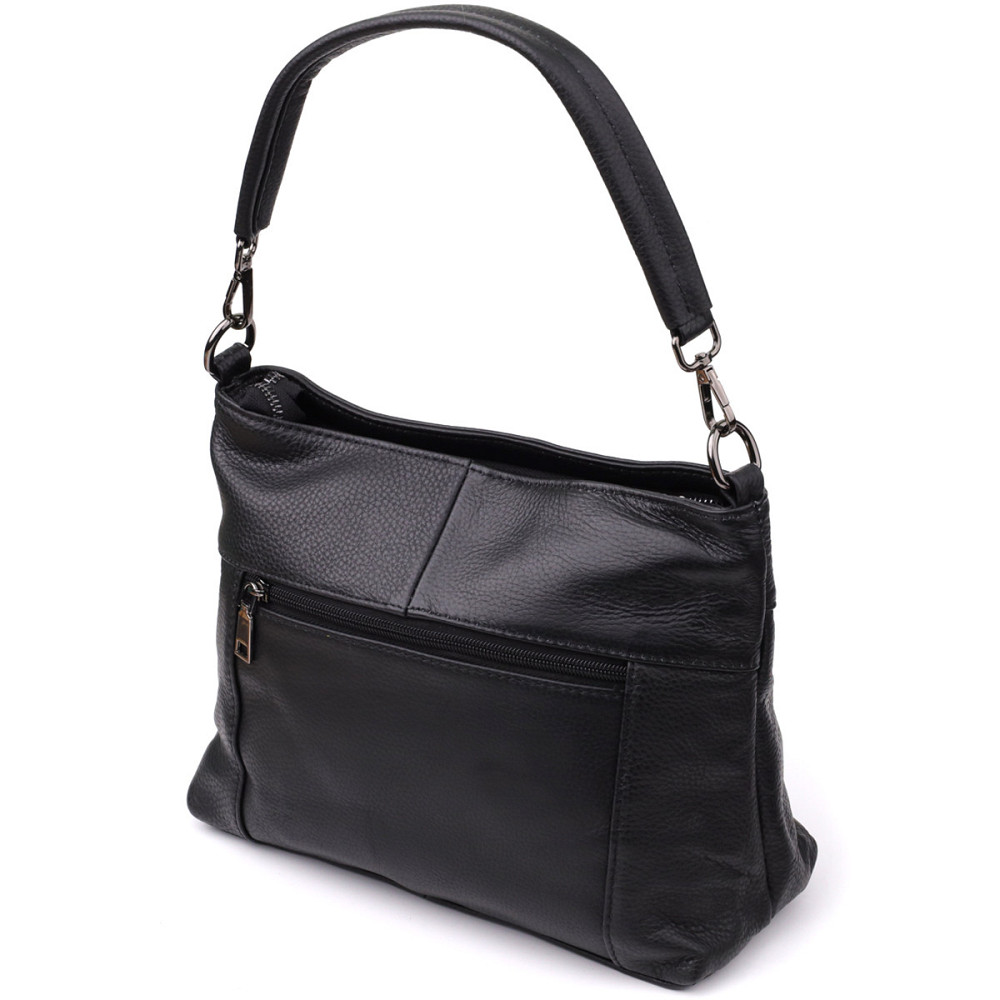 Небольшая женская сумка с двумя ремешками из натуральной кожи Vintage 23014 Черный Киев - изображение 2