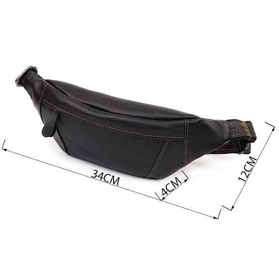 Мужская сумка-бананка из натуральной гладкой кожи Shvigel 23125 Черный Киев