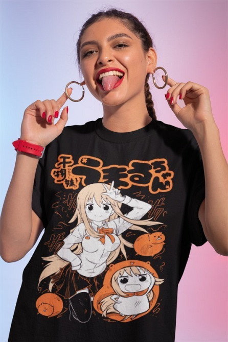 Футболка аниме Аниме Гирл Химоуто Умару оверсайз (S/M/L) Черний AnimeJ0381 Днепр - изображение 3