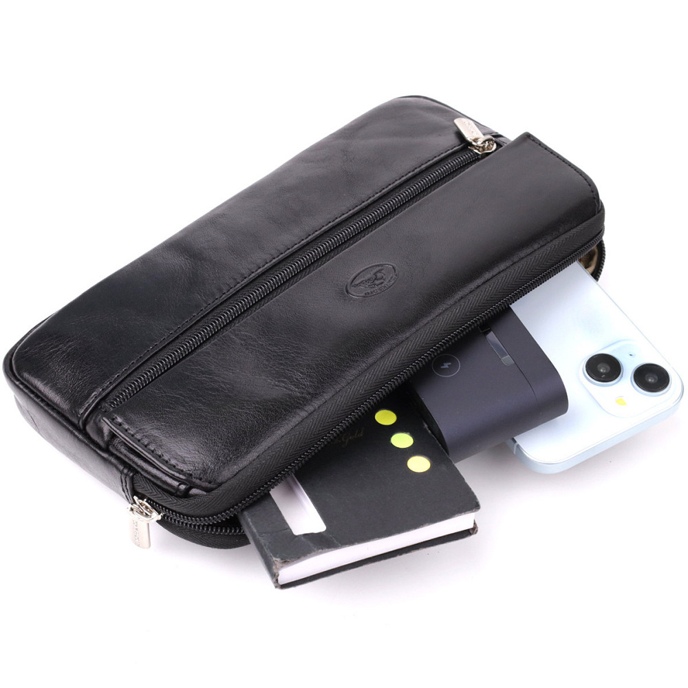 Місткий чоловічий клатч з гладкої натуральної шкіри Tony Perotti 20858_1 (9405 nero) Чорний Київ - фото 9