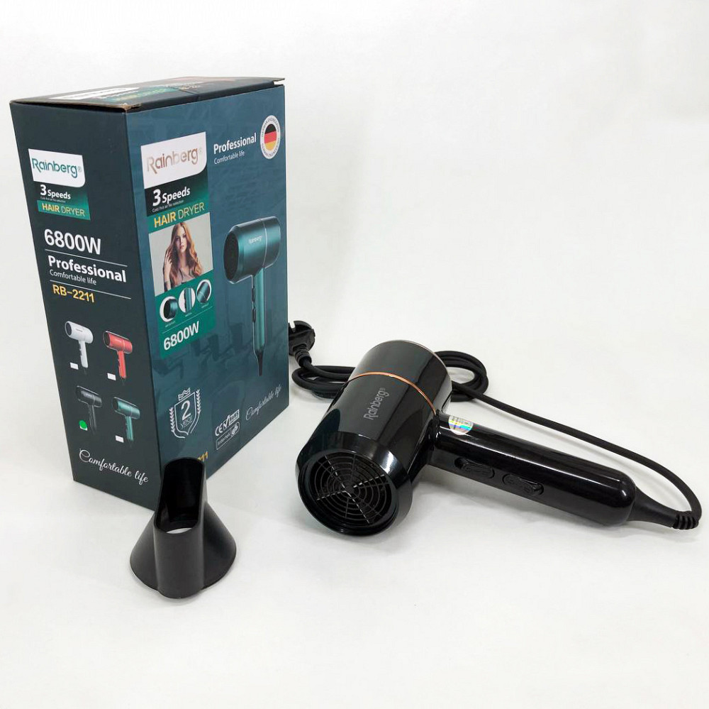 Фен для укладки волос салонный Rainberg RB-2211, Фен для укладки прически Фены сушки волос QS-54 Львов - изображение 4