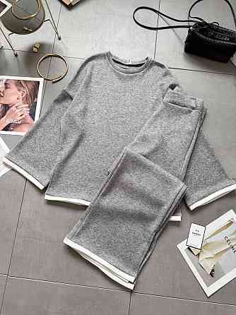 Женский базовый теплый костюм двойка качественная турецкая ангора double Серый, 42/44 Одесса