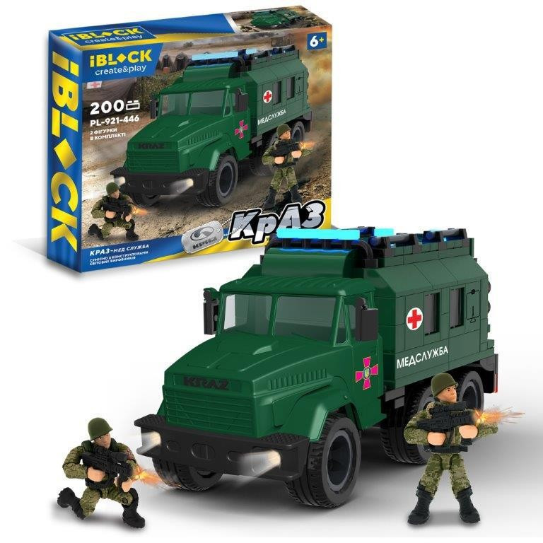 Конструктор IBLOCK військова машина Краз Медслужба 200 деталей (PL-921-446) Чернігів - фото 1