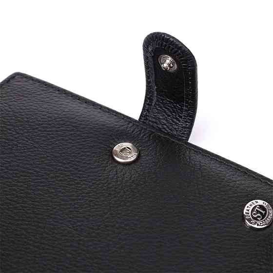 Містка обкладинка на документи унісекс з натуральної шкіри ST Leather 23116 Чорний Київ