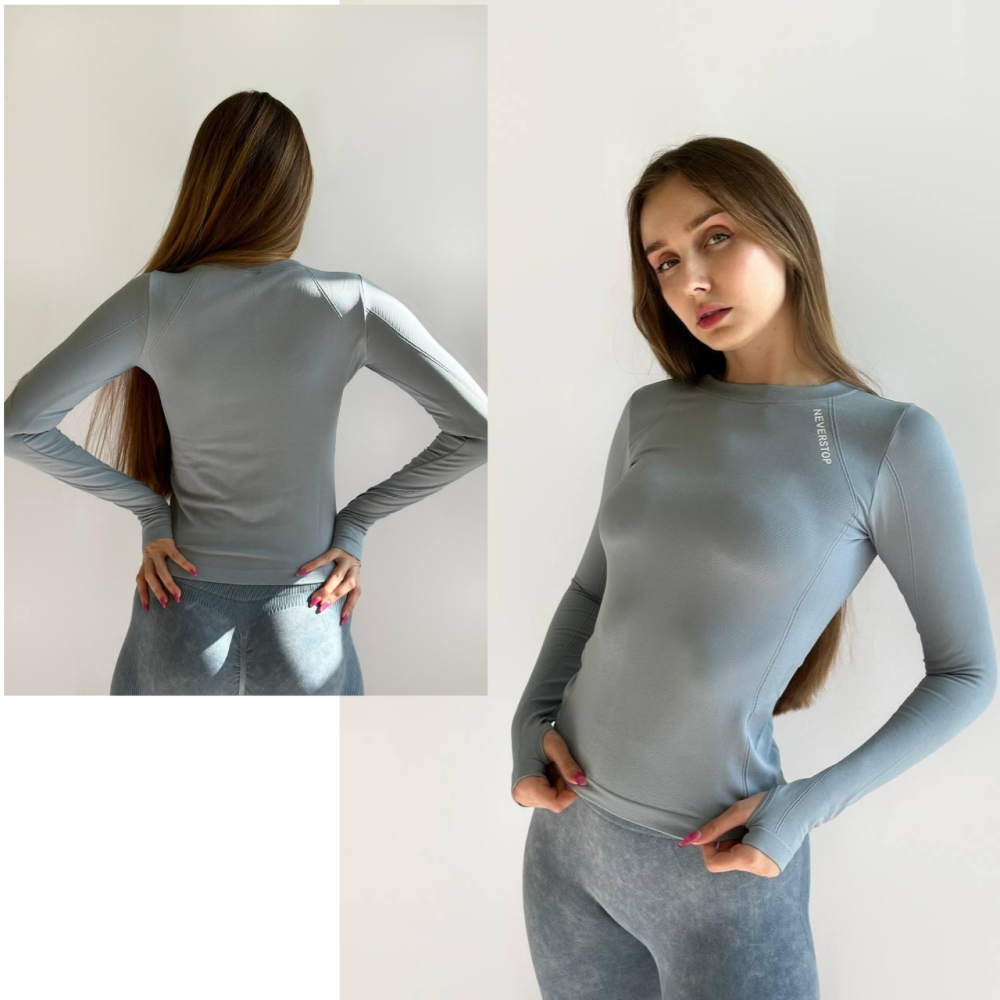 Рашгард женский спортивный с длинным рукавом для фитнеса NEVERSTOP Sky blue M Одесса - изображение 1