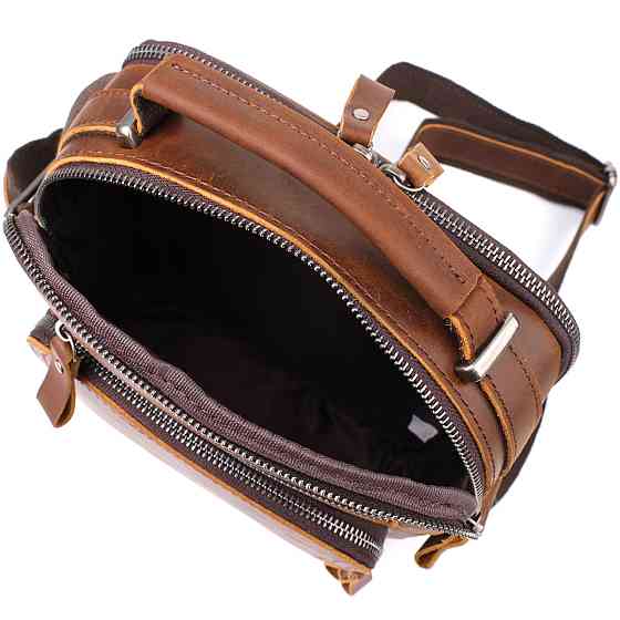 Чоловіча ділова сумка з ручкою для перенесення в руці з натуральної шкіри Vintage 23033 Коричневий Київ