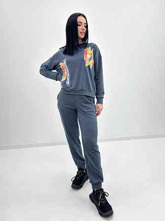 Женский костюм-двойка с капюшоном Rainbow батал 50-52, Графит Киев