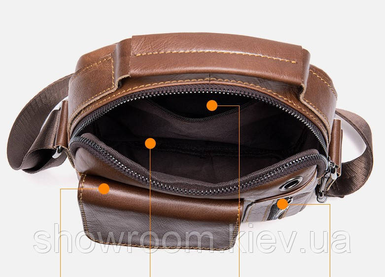 Чоловіча шкіряна сумка сумка Leather Collection (5030)коричнева Київ - фото 4