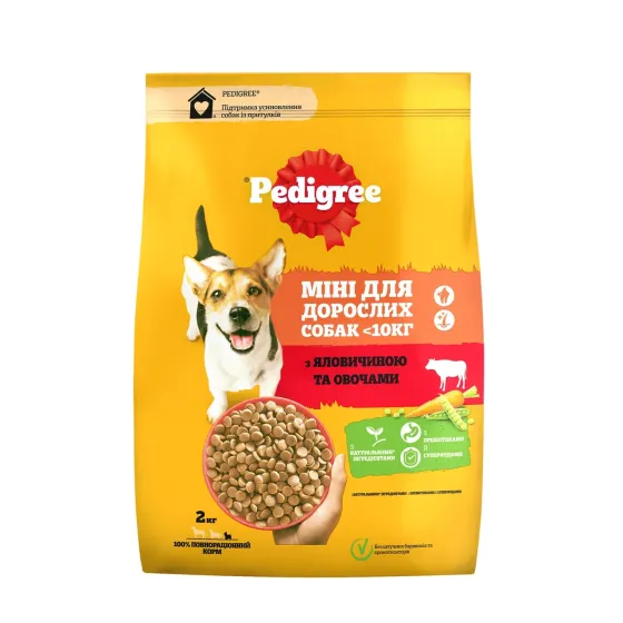 Корм для взрослых собак малых пород Pedigree (Педигри) с говядиной и овощами 2 кг Винница