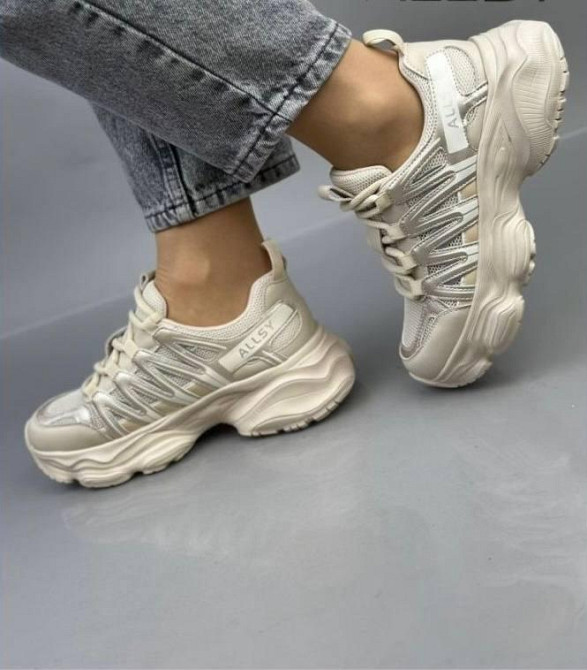 ALLSY Кроссовки женские ALLSY бежевые натуральная кожа + замша размеры 36-41 (25126-5) Київ - фото 3