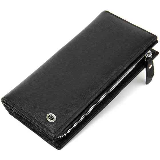 Практичний шкіряний гаманець-клатч Чорний (ST Leather) Київ
