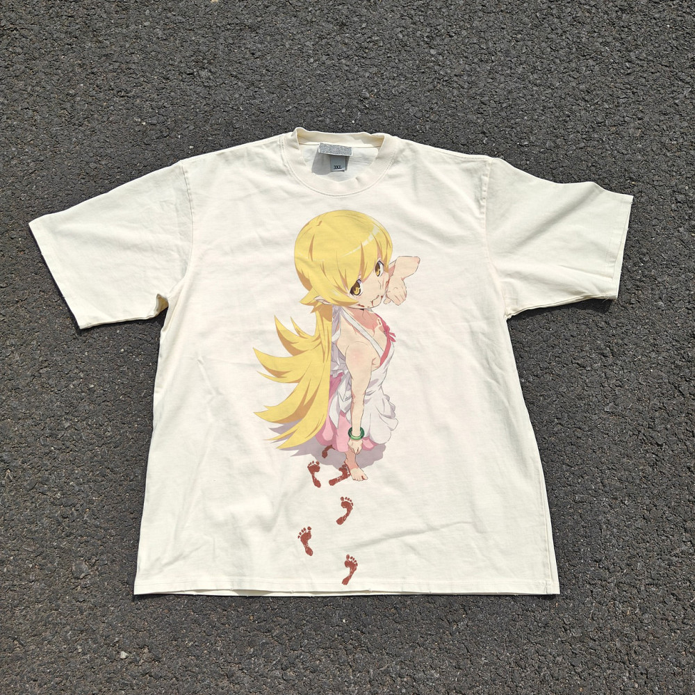 Футболка чоловіча з принтом аніме Аніме Моногатарі Серіес Схінобу оверсайз (S/M/L) Черний Дніпро - фото 1