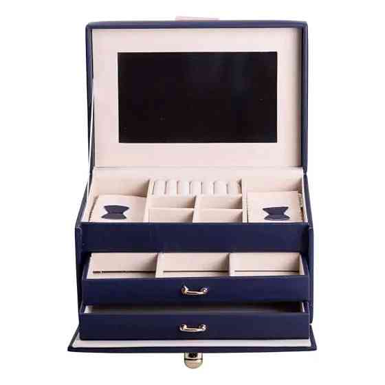 Шкатулка для прикрас з еко-шкіри з дзеркалом, 3 яруси Київ