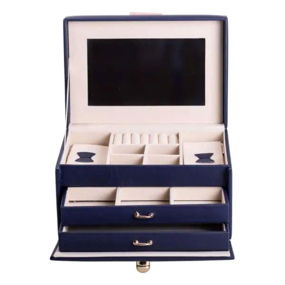 Шкатулка для прикрас з еко-шкіри з дзеркалом, 3 яруси Київ - фото 4