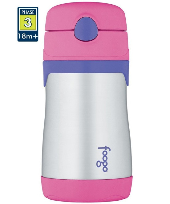 Дитяча Термокружка для напоїв 290 мл з трубочкою Thermos 'Foogo" (110011) Нержавіюча сталь Нововолинськ - фото 1