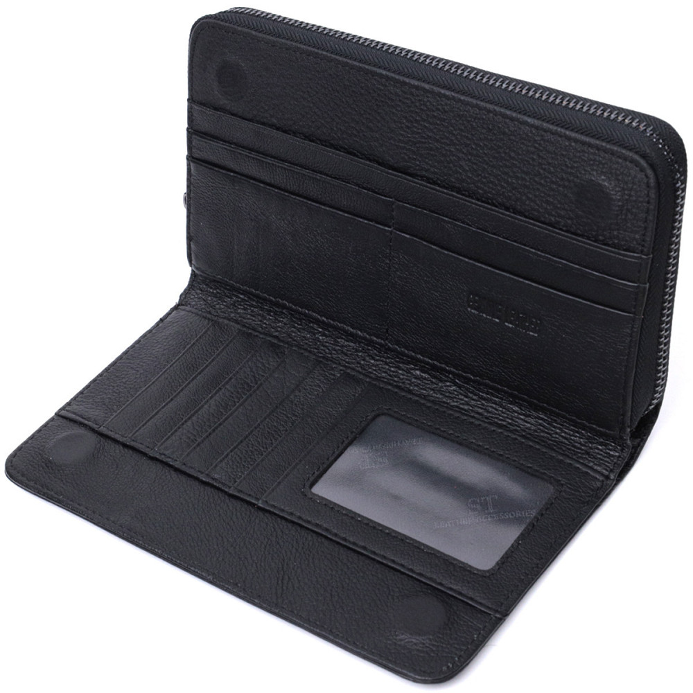 Мужской клатч с блоком для карт из натуральной кожи ST Leather 22694 Черный Киев - изображение 7