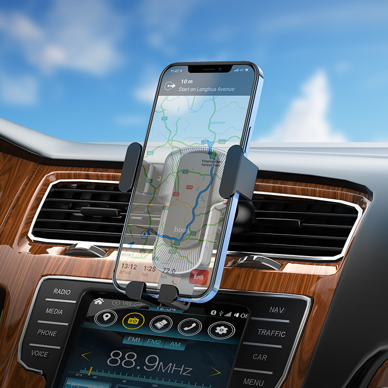 Автотримач для телефона HOCO CA103 vertical and horizontal air outlet gravity car holder Black Metal Gray Киев - изображение 8