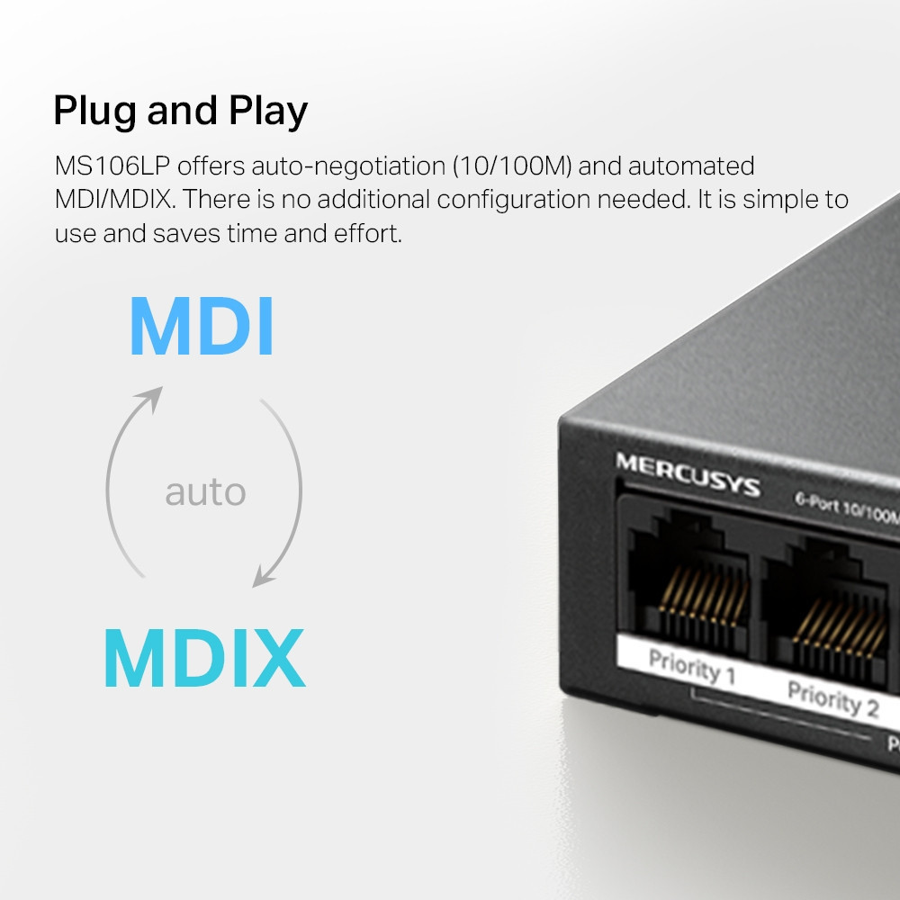 Комутатор Mercusys MS106LP некерований Харків - фото 9
