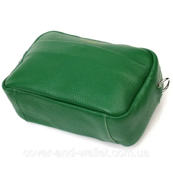 Модная женская сумка кросс-боди из натуральной кожи зеленого цвета Leather Collection Киев