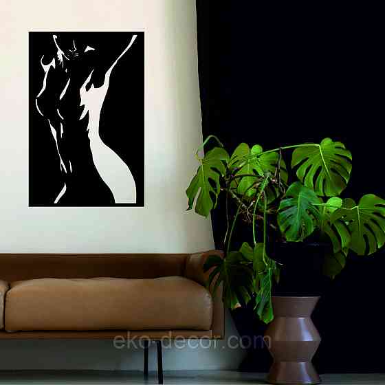 Декоративное настенное Панно «Силуэт женщины», Декор на стену 70*46 см, Черный Киев