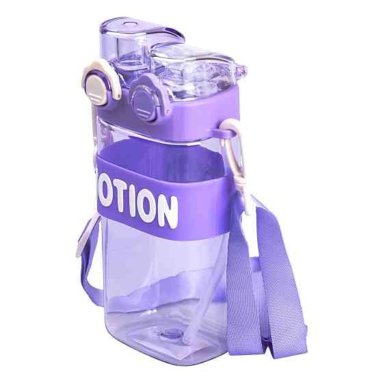 Yiwu Пляшка для води з трубочкою 550 мл спортивна пластикова пляшка для тренувань Фіолетова HP- Киев