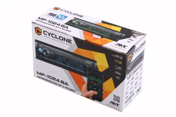 Автомагнітола «Cyclone» MP-1024BA RGB BT/USB+USB Charge/MicroSD/ISO/дод. розєм /ПДУ/Eway Link Вінниця