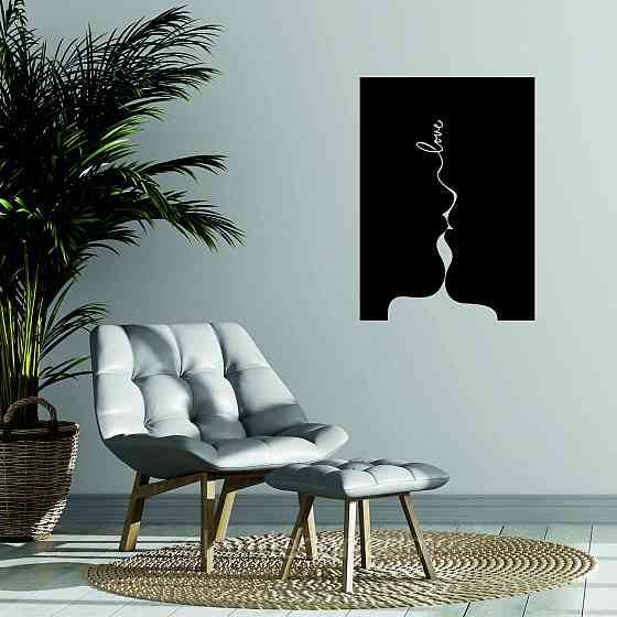 Декоративне настінне 3D Панно «Силует пари», Декор на стіну з об'ємом 110*79 см, Чорний Київ