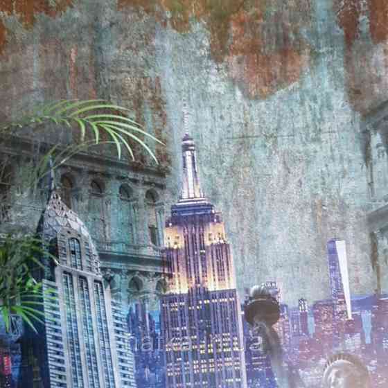 Шпалери вінілові Grandeco One roll one motif 2 A40201 панно 3д лофт місто будинку будівлі пам'ятки написи Київ