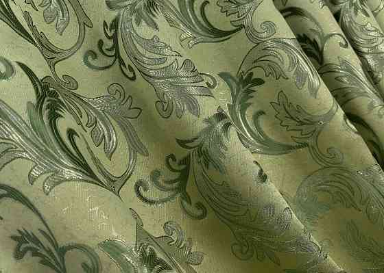 Комплект коротких штор VR-Textil Жаккард Завиток с люрексом № 1649ш Оливковый 145х170 см 2 шт (35-0263) Киев