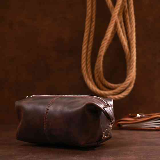 Кожаная винтажная косметичка Коричневый (SHVIGEL) Киев