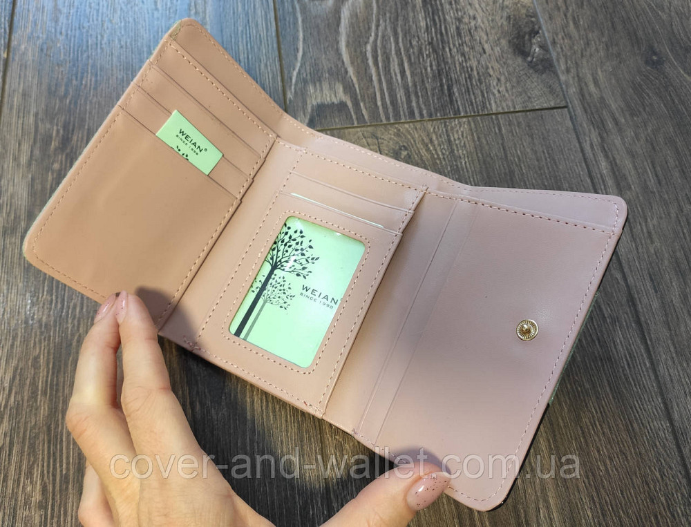 Красивий маленький жіночий гаманець з лаковими вставками MD Зелений Київ - фото 3