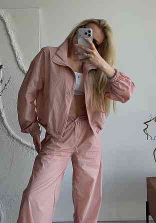 Женский стильный повседневный костюм из плащевки Пудра Одесса