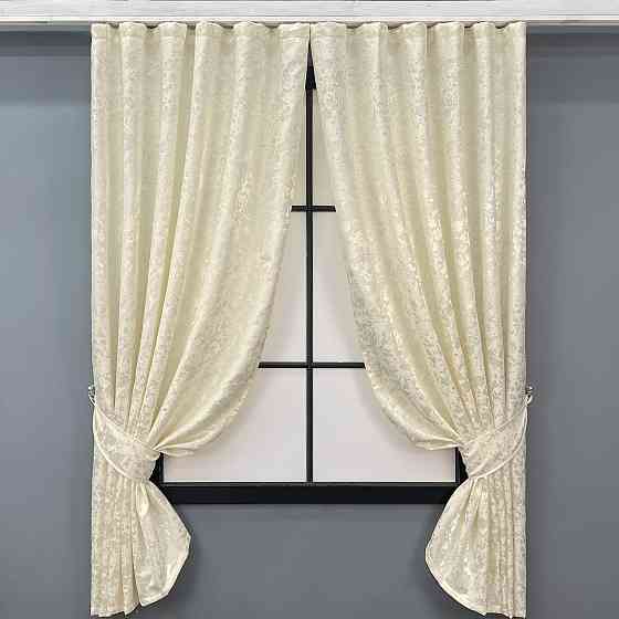 Комплект коротких штор VR-Textil Льон мармур Pavliani ХО №1908ш Молочний 130х170 см 2 шт (35-0411) Київ