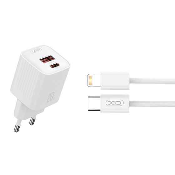 Мережевий зарядний пристрій XO L147 PD20W 1USB-A+1USB-C + Lightning cable білий Львів