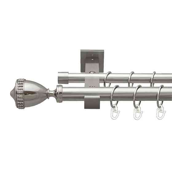 Карниз Orvit Етернія металевий дворядний техно гладка труба кільце металеве Нержавіюча Сталь 25\19 мм 160 см (00-00026545) Львів