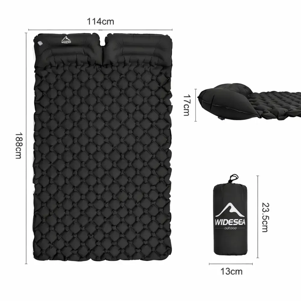 Матрас коврик надувной NMN-208 туристический с подушкой с чехлом 190 х 120 х 5 см Чёрный Коломыя - изображение 4
