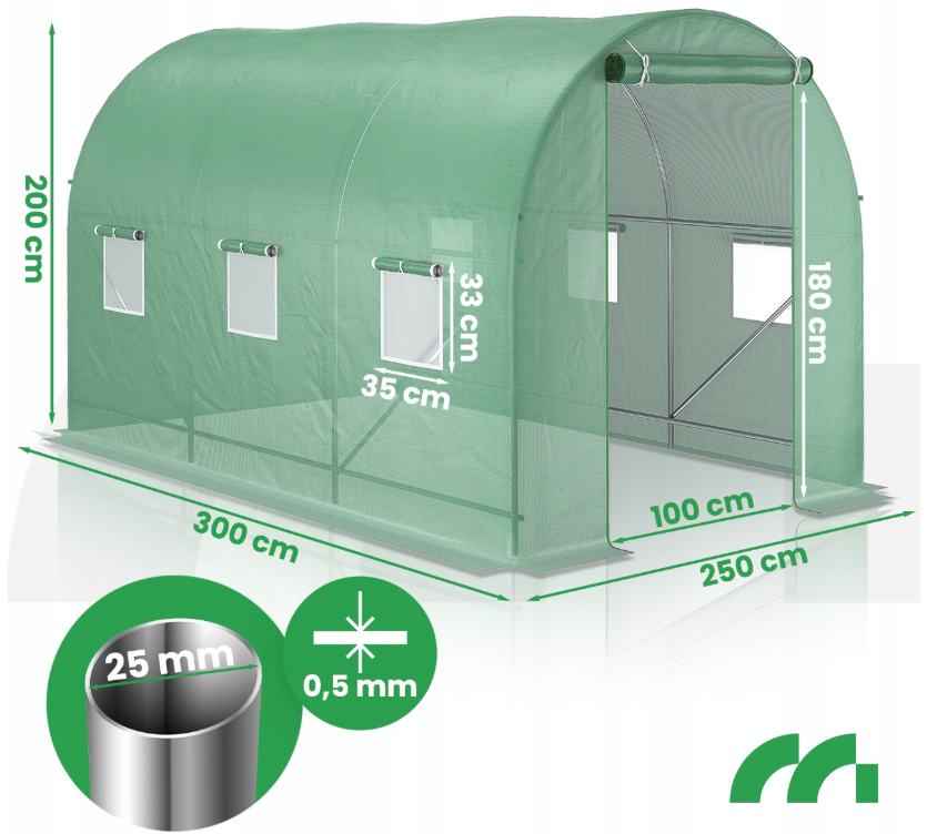 Теплица-парник садовая 7,5 м2, 2,5x3x2м Maltec (Польша) Киев - изображение 8